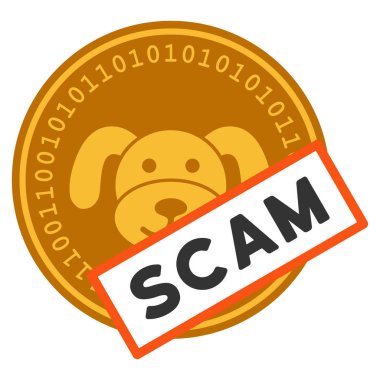 Puppycoin aldatmaca etiketi düz simgesi