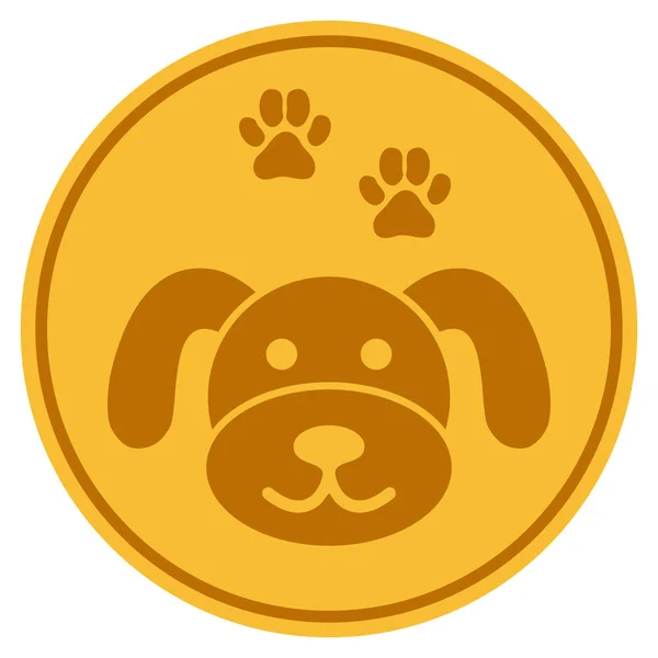 Goldene Puppycoin flache Ikone — Stockvektor