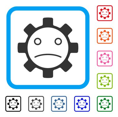 Hizmet dişli üzgün Smiley simgesi çerçeveli