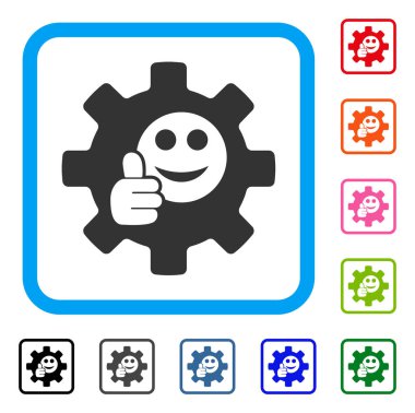 Hizmet dişli Ok gülümseme simgesi çerçeveli