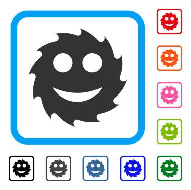 Dairesel bıçak mutlu gülen yüz simgesi çerçeveli