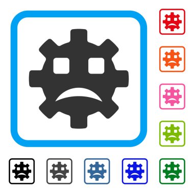 Üzgün hizmeti dişli Smiley simgesi çerçeveli