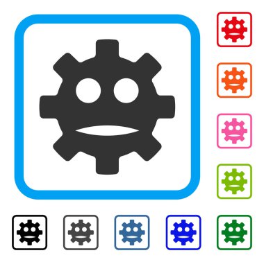 Dişli üzgün Smiley simgesi çerçeveli