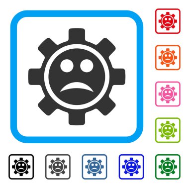 Hizmet dişli üzgün Smiley simgesi çerçeveli