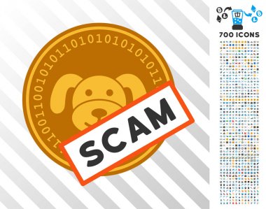 Bonus ile Puppycoin aldatmaca etiketi düz simgesi