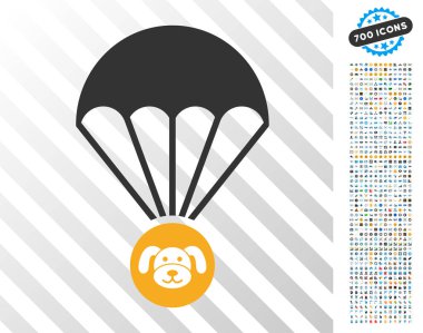 Bonus ile Puppycoin paraşüt düz simgesi