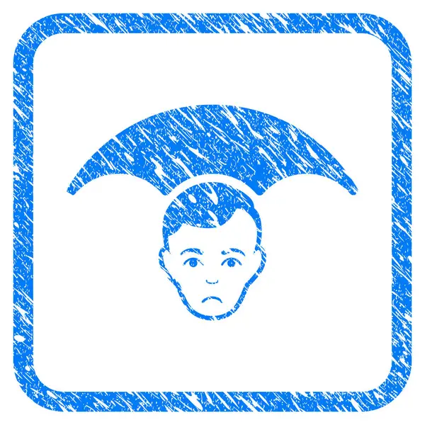 Kopf Schirm gerahmte Marke — Stockvektor
