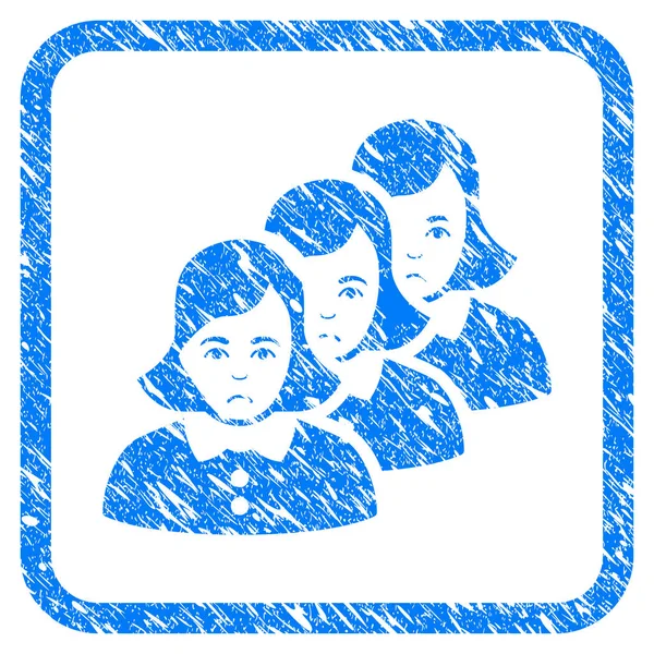 Femme Groupe encadré Timbre — Image vectorielle