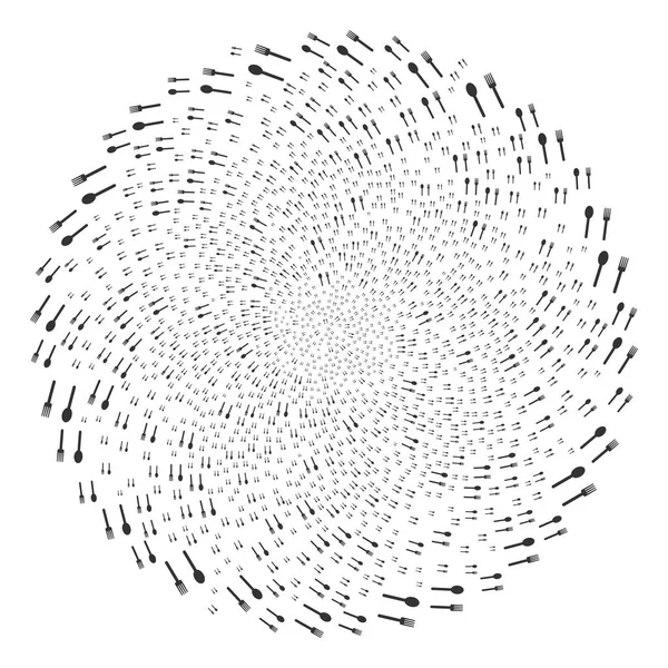 Groupe rond de cycle de fourchette et de cuillère — Image vectorielle