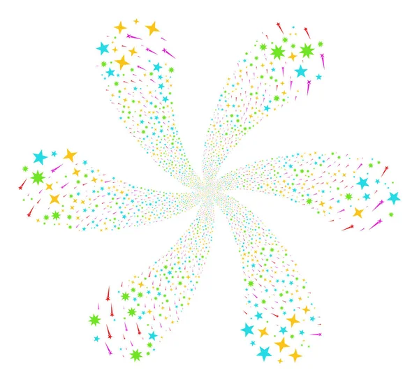 Confetti Estrellas Movimiento Espiral — Vector de stock