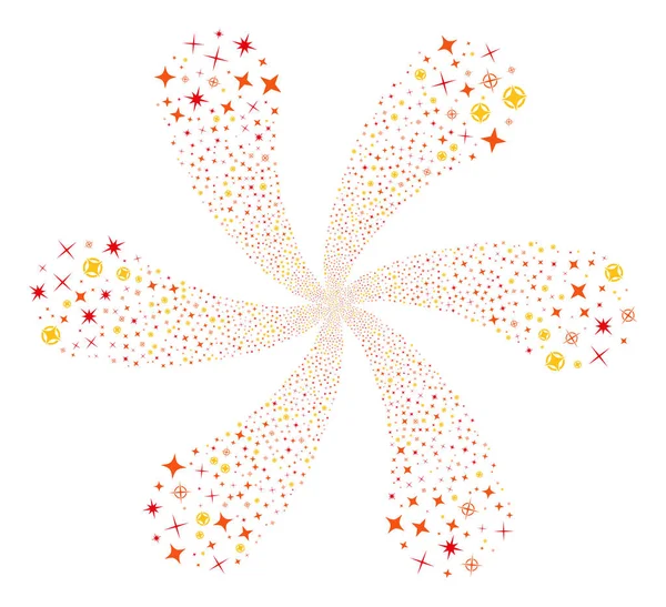 Confetti Stars Cycle Fleur à six pétales — Image vectorielle