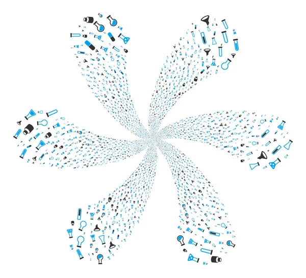 Chemie buizen Kronkel bloem met zes bloemblaadjes — Stockvector