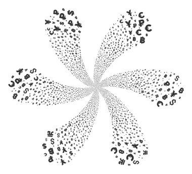 Para birimi simgelerini dön havai fişek