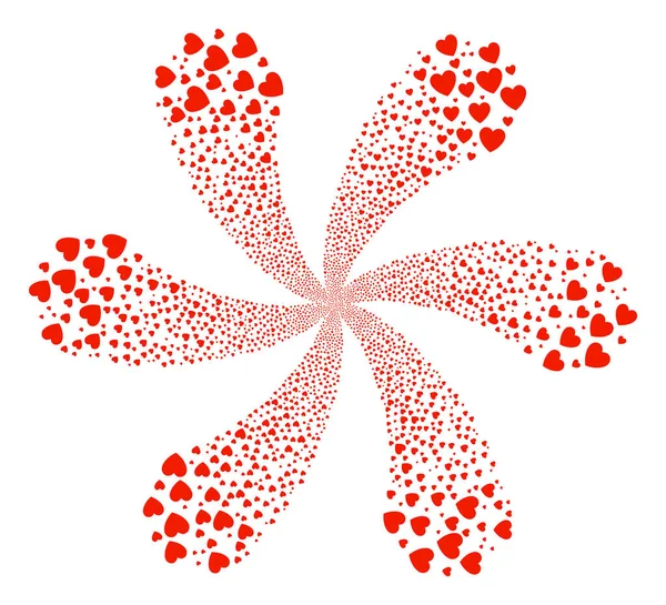 Liefde hart rotatie bloem Cluster — Stockvector