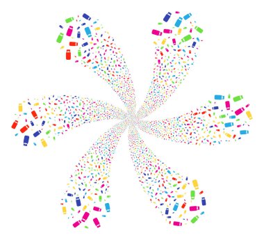 Altı yaprakları ile şişe siklonik çiçek