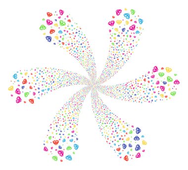 Elmas siklonik çiçek altı yaprakları ile