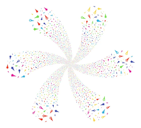 Confetti Stars Cycle Abstract Flower — Stock Vector