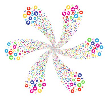 Yuvarlak ok siklonik çiçek şekil