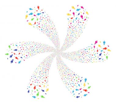 Uzay roketi döndürme çiçek küme