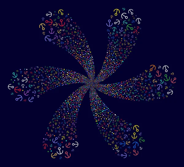 Ancre Fleur Cyclonique à six pétales — Image vectorielle