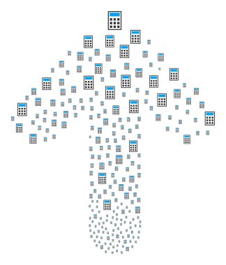 Hesap makinesi ile hareket ok kompozisyon ileri