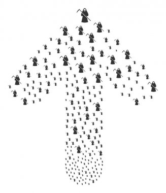 Yukarı doğru işaretçi ok rakam ile ölüm Scytheman