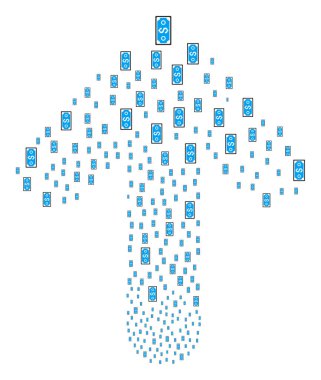 İleri hareket ok şekli Doları banknot ile