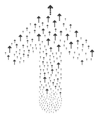 Yukarı dönük ok kolaj noktalı ok ile