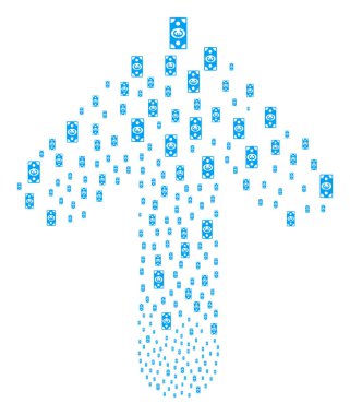 İşaretçi ok kolaj Euro banknot ile ileri