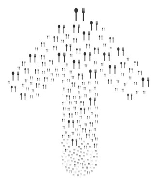 Çatal ve kaşık ile ileri amaç ok kolaj