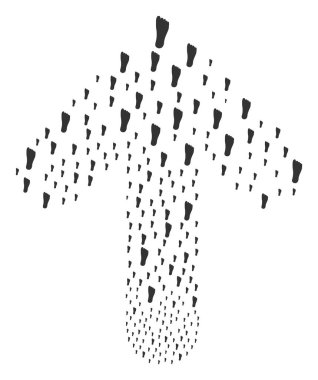 İnsan ayak izi ile ileri amaç ok kompozisyon