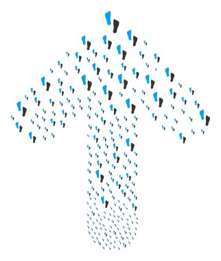 Yukarı doğru insan ayak izleri ile imleç ok kompozisyon