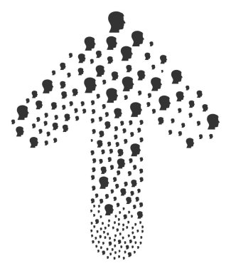 Yukarı doğru işaretçi ok kolaj adamla baş profili