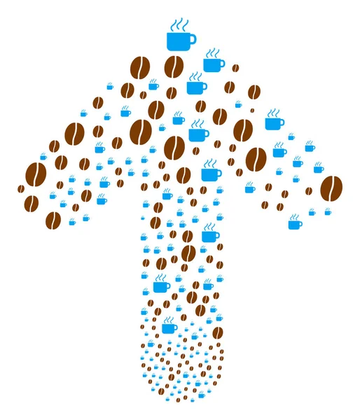 Forme de flèche pointeur vers le haut avec tasse de café — Image vectorielle