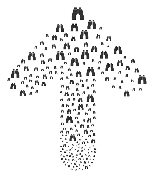Colagem de seta para cima movimento com encontrar binóculos —  Vetores de Stock