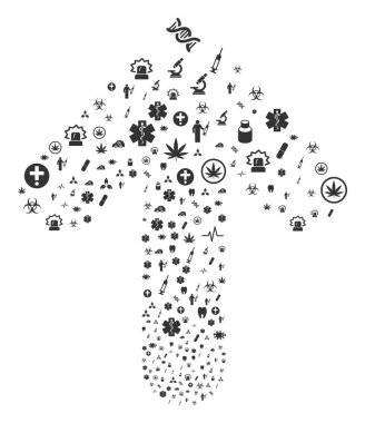 İleri tıbbi sembolleri ile ok kolaj odaklı