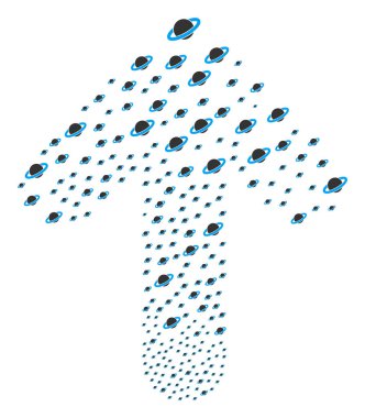 Yukarı yön ok gezegen Satürn ile kolaj