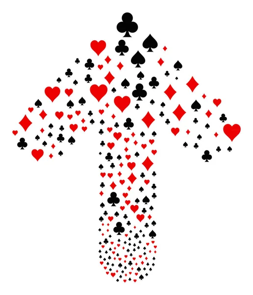 Composition de flèche directionnelle vers l'avant avec combinaisons de cartes à jouer — Image vectorielle