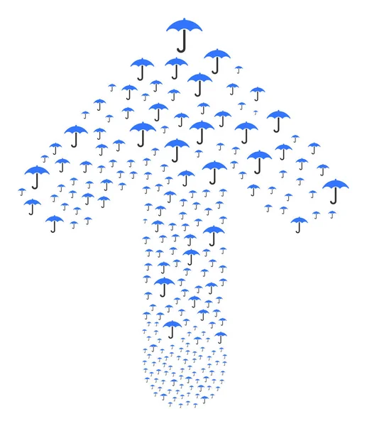 Collage de flecha direccional hacia arriba con paraguas — Vector de stock