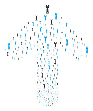 İngiliz anahtarı sembolleri ile ileri gezinti ok kolaj