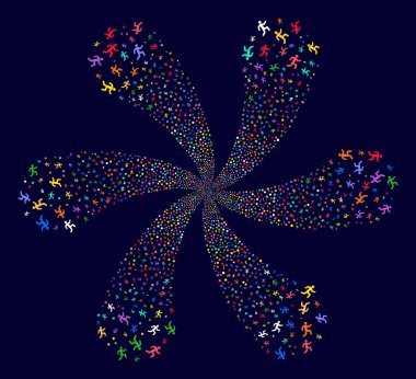 Çalışan adam girdap çiçek şekil