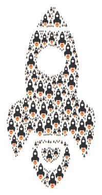 Uzay roketi simgesi kompozisyon