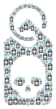 Ölüm kafatası etiketi simgesi kolaj