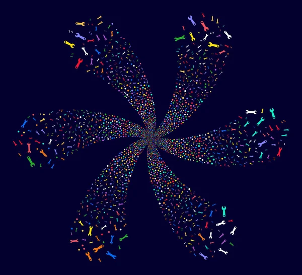 Klíč symboly odstředivé květ se šesti okvětními lístky — Stockový vektor