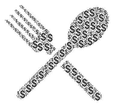 Çatal ve kaşık kolaj dolar