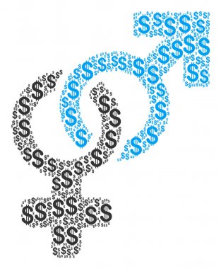 Doları heteroseksüel sembolü kolaj