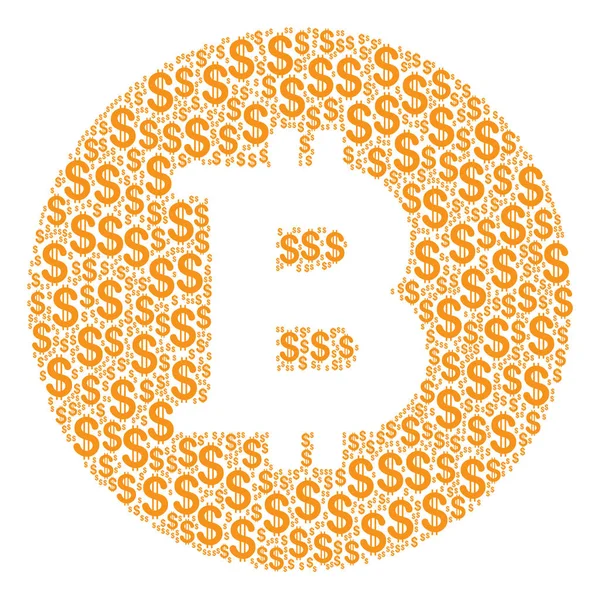 Bitcoin érme kollázs a dollár — Stock Vector