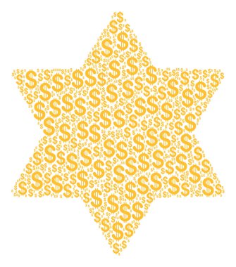 Altı dolar yıldız kompozisyon işaret