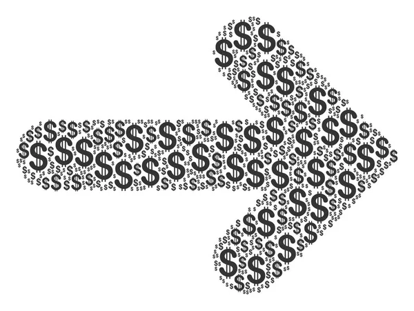 Freccia destra Collage of Dollar — Vettoriale Stock