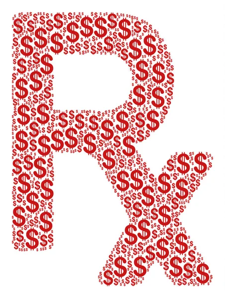 Rx Symbol Composition of Dollar — Stock Vector